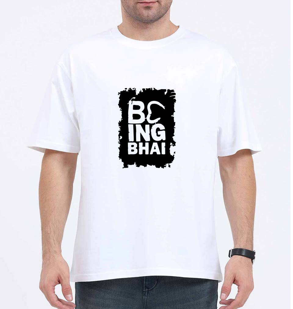 Being Bhai Oversized T-Shirt for Men-White-Ektarfa.online