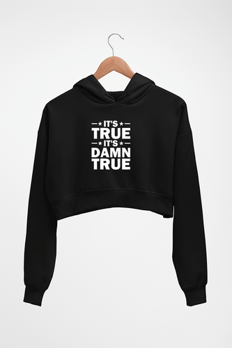 kurt angle it's true it's damn true Crop HOODIE FOR WOMEN-Black-Ektarfa.online