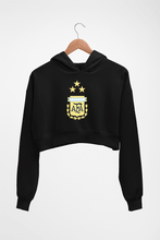 Load image into Gallery viewer, Argentina Football Crop HOODIE FOR WOMEN-Black-Ektarfa.online
