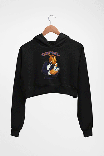 camel cigarette Crop HOODIE FOR WOMEN-Black-Ektarfa.online