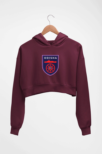 Odisha FC Crop HOODIE FOR WOMEN-Maroon-Ektarfa.online