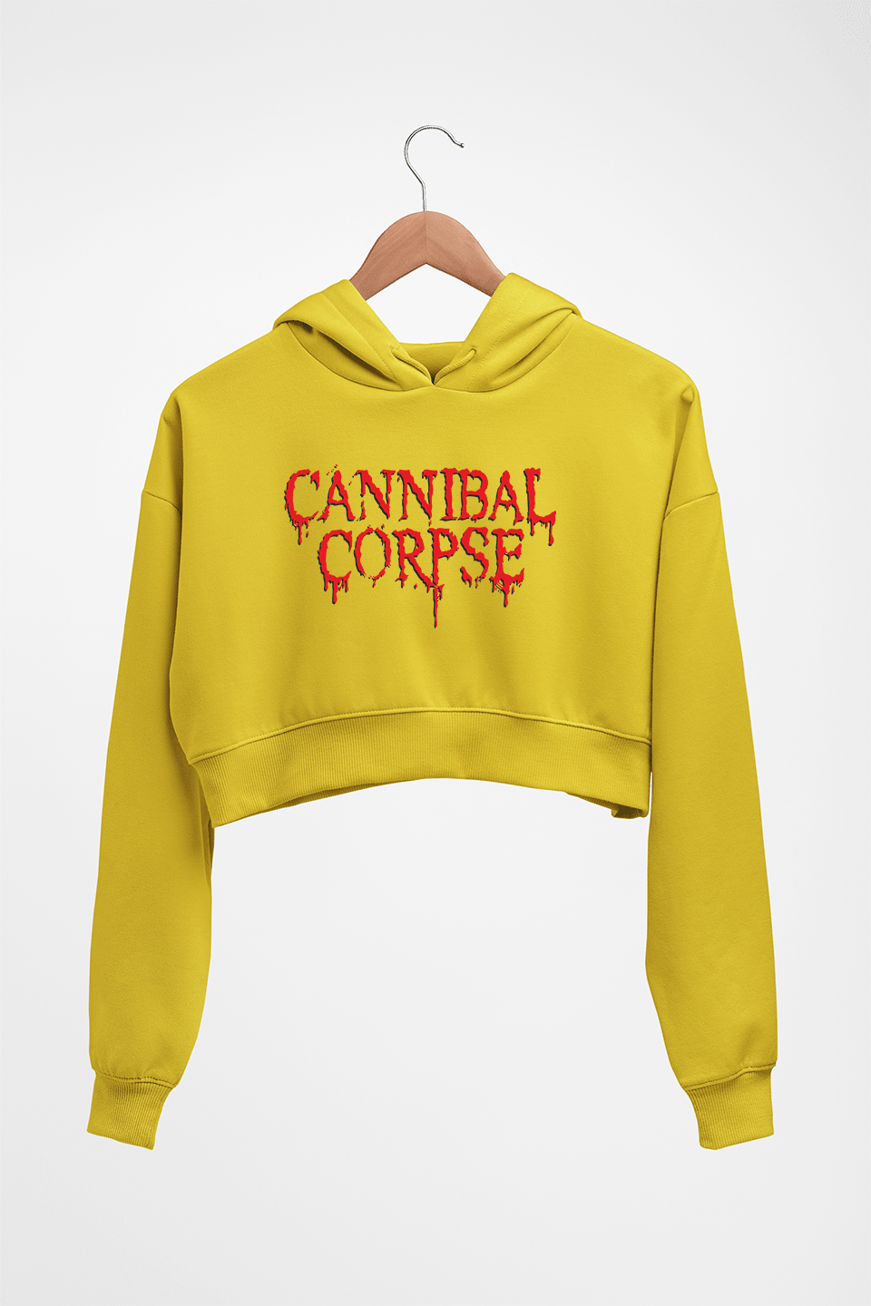 cannibal corpse Crop HOODIE FOR WOMEN-Mustard Yellow-Ektarfa.online