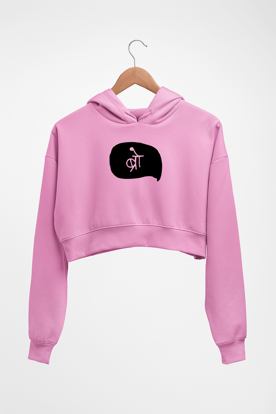 Bro (Hindi) Crop HOODIE FOR WOMEN-Light Baby Pink-Ektarfa.online