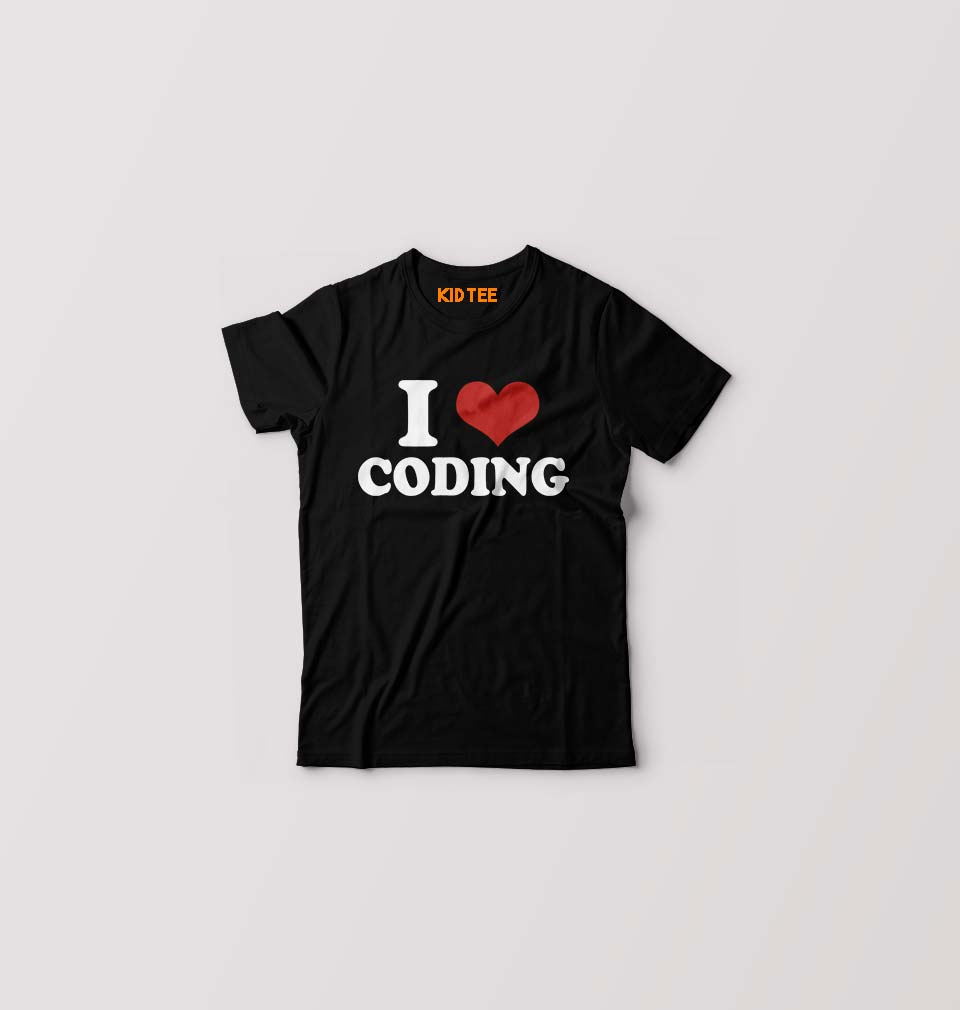 I LOVE CODING T-Shirt for Boy/Girl-Black-Ektarfa.online