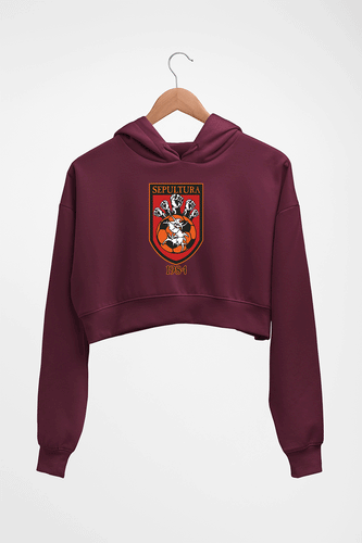 Sepultura Crop HOODIE FOR WOMEN-Maroon-Ektarfa.online