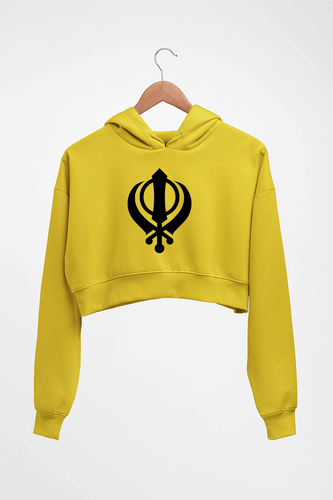 sikh Crop HOODIE FOR WOMEN-Mustard Yellow-Ektarfa.online