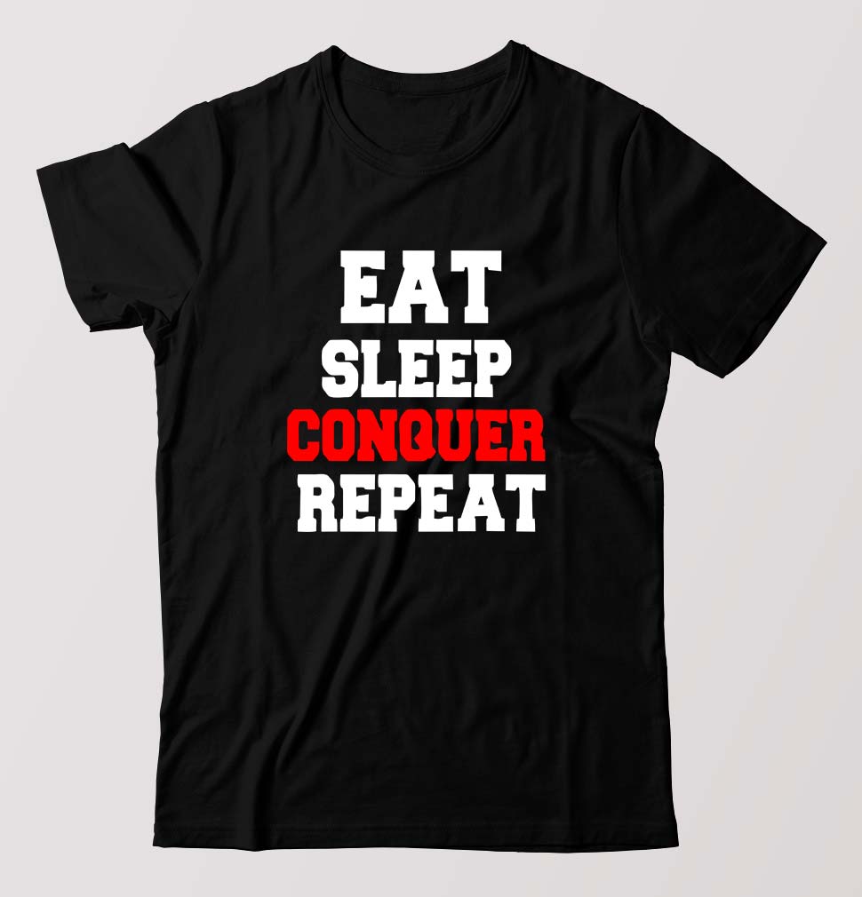eat sleep conquer repeat T-Shirt for Men-Black-Ektarfa.online