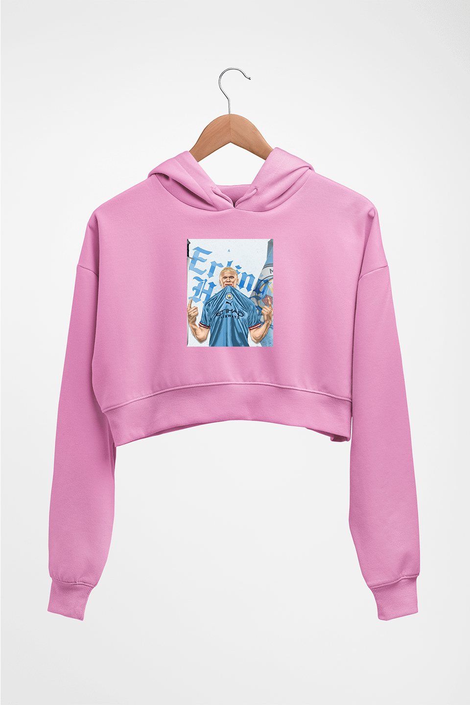 erling haaland Crop HOODIE FOR WOMEN-Light Baby Pink-Ektarfa.online
