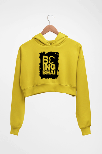 Being Bhai Crop HOODIE FOR WOMEN-Mustard Yellow-Ektarfa.online