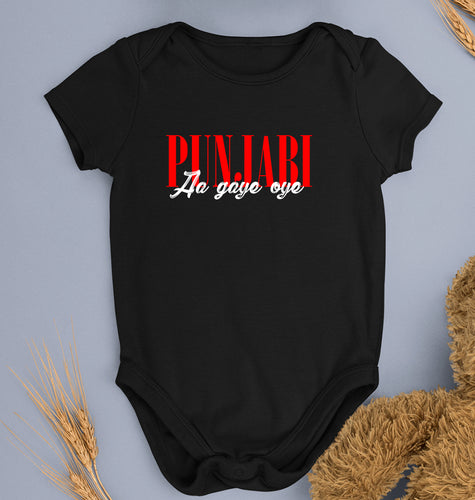 punjabi aa gaye oye Romper For Baby Boy/Girl-Black-Ektarfa.online