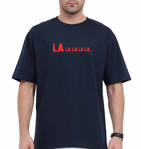La La La La Oversized T-Shirt for Men-Navy Blue-Ektarfa.online