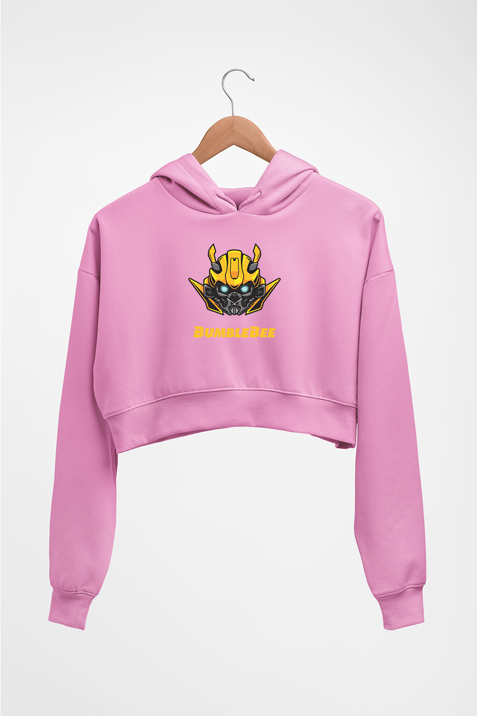 Transformers Bumblebee Crop HOODIE FOR WOMEN-Light Baby Pink-Ektarfa.online