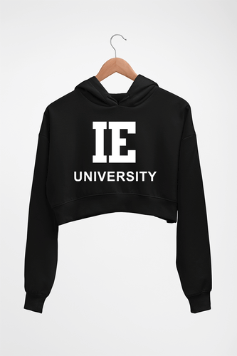 IE University Crop HOODIE FOR WOMEN-Black-Ektarfa.online