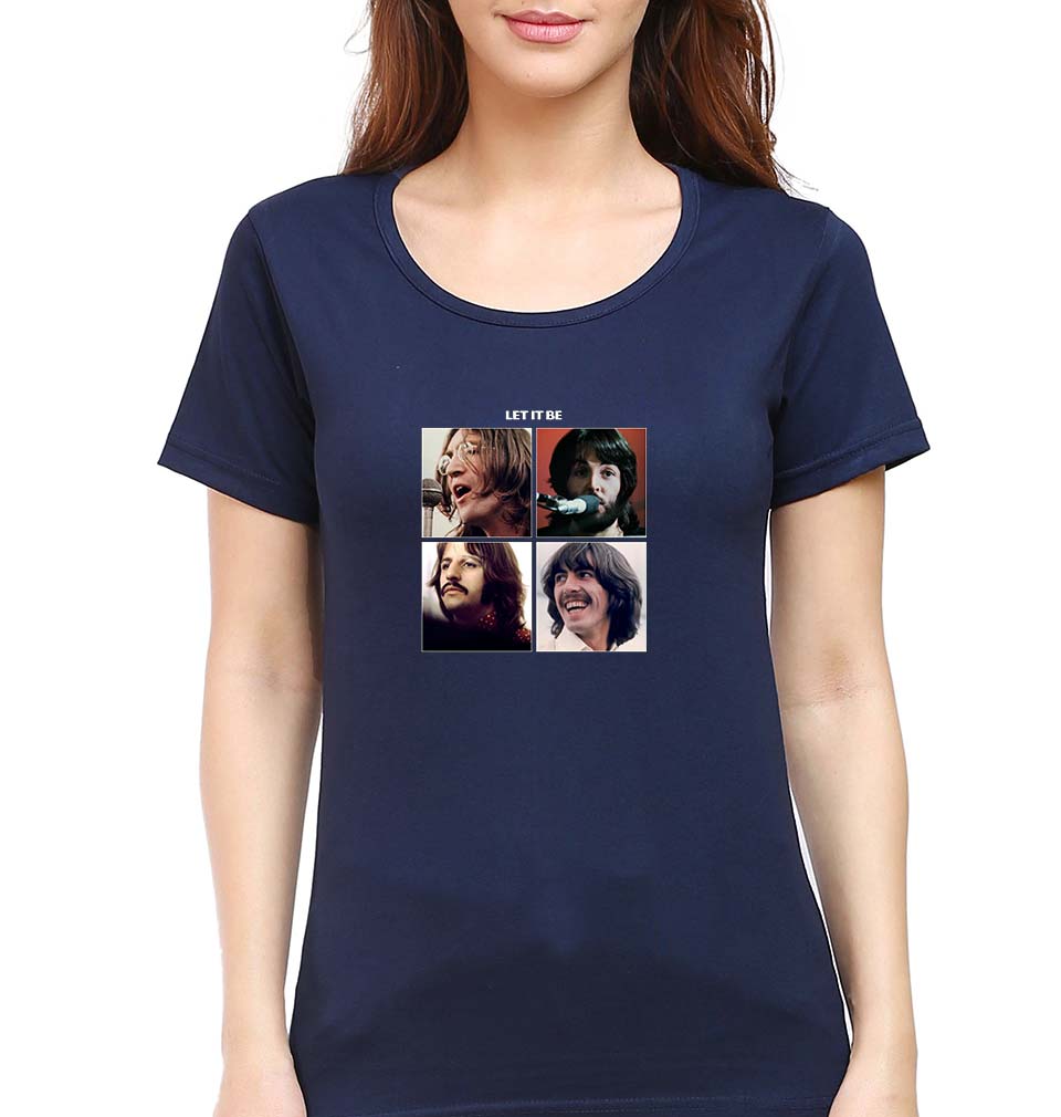 the beatles let it be T-Shirt for Women-Navy Blue-Ektarfa.online