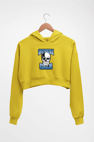 Stone Cold Steve Austin Crop HOODIE FOR WOMEN-Mustard Yellow-Ektarfa.online