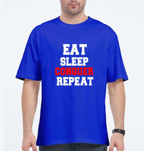 Load image into Gallery viewer, eat sleep conquer repeat Oversized T-Shirt for Men-Royal Blue-Ektarfa.online
