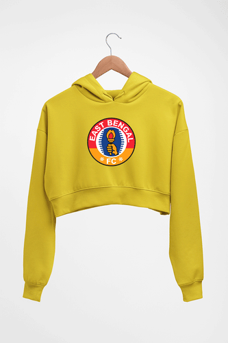 East Bengal FC Crop HOODIE FOR WOMEN-Mustard Yellow-Ektarfa.online