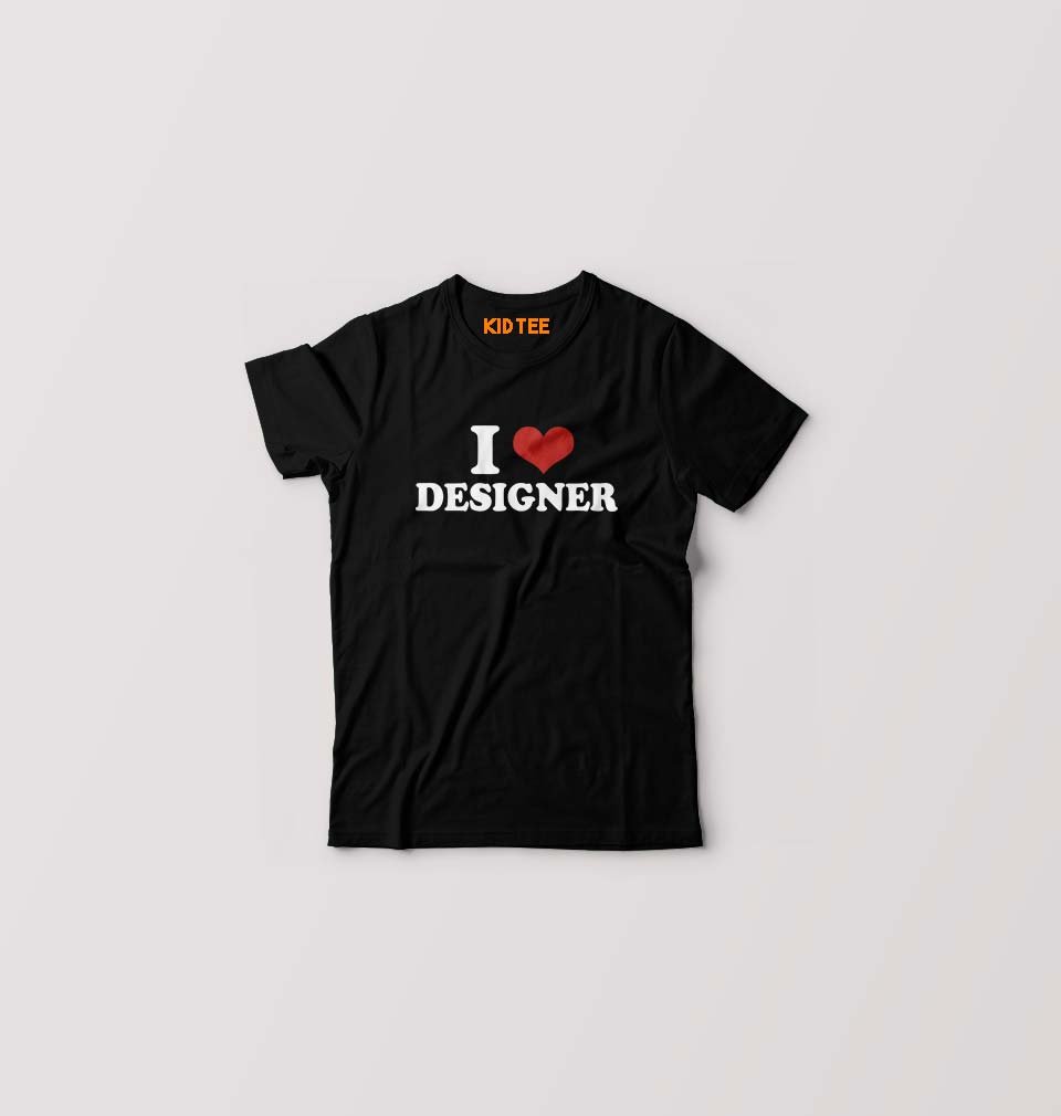 I LOVE DESIGNER T-Shirt for Boy/Girl-Black-Ektarfa.online