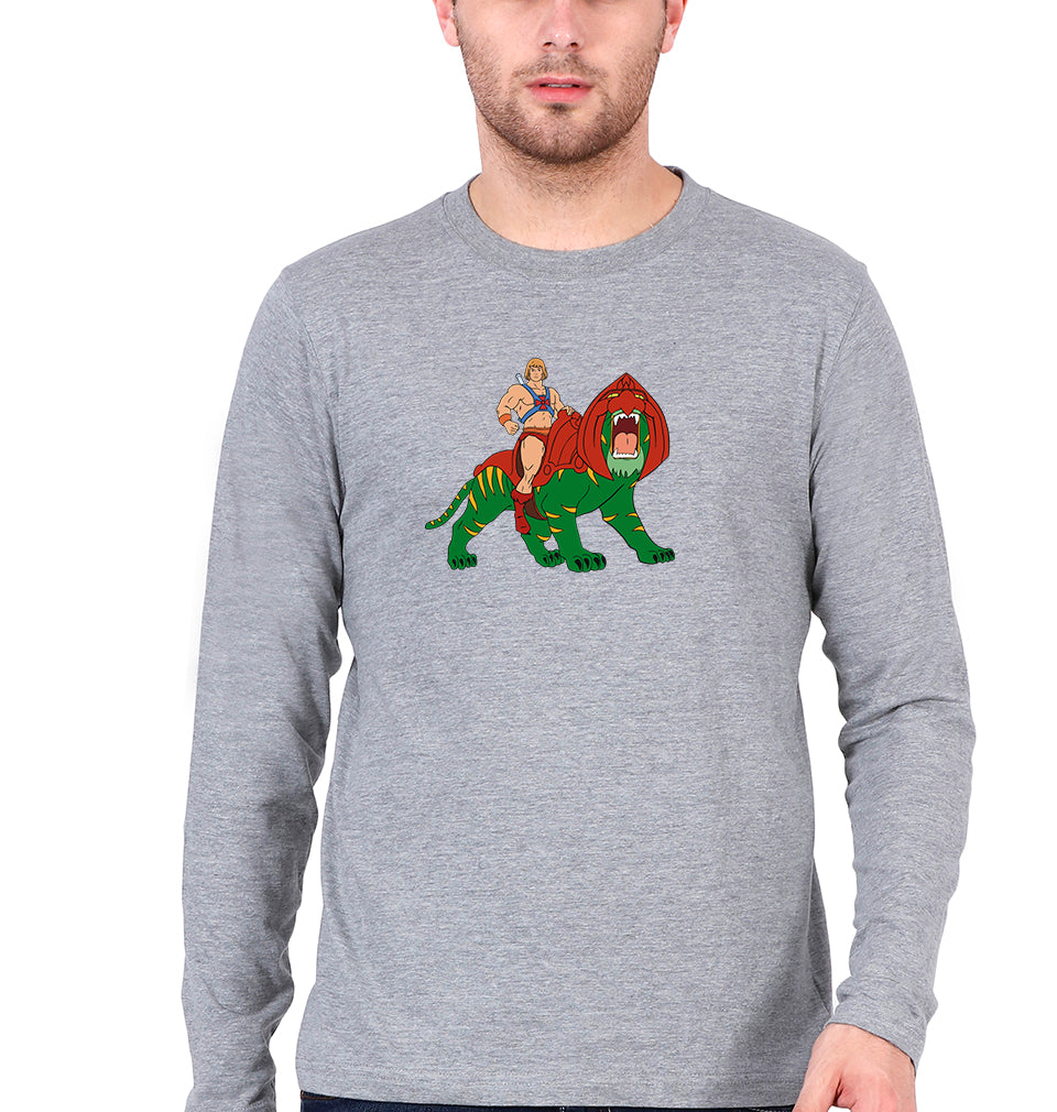 heman Full Sleeves T-Shirt for Men-Grey Melange-Ektarfa.online