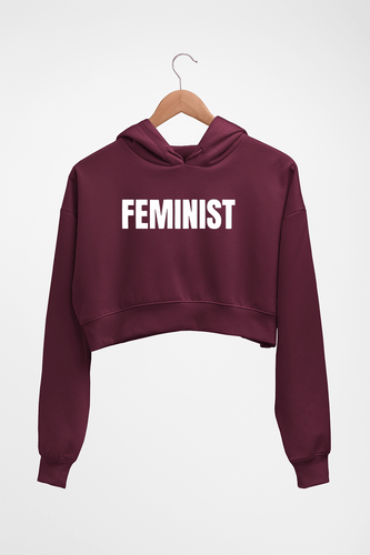 feminist Crop HOODIE FOR WOMEN-Maroon-Ektarfa.online