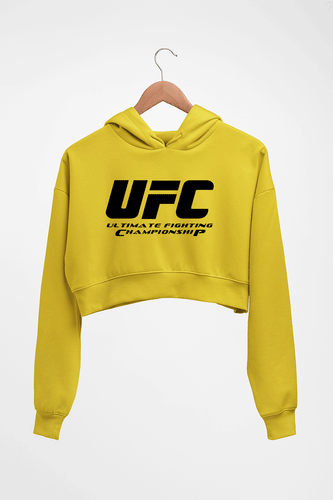 UFC Crop HOODIE FOR WOMEN-Mustard Yellow-Ektarfa.online