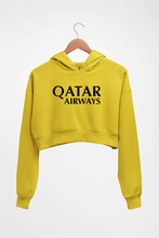 Load image into Gallery viewer, Qatar Airways Crop HOODIE FOR WOMEN-Mustard Yellow-Ektarfa.online
