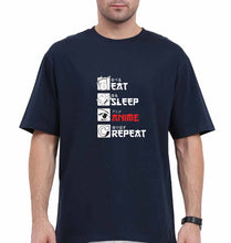 Load image into Gallery viewer, Eat Sleep Anime Repeat Oversized T-Shirt for Men
