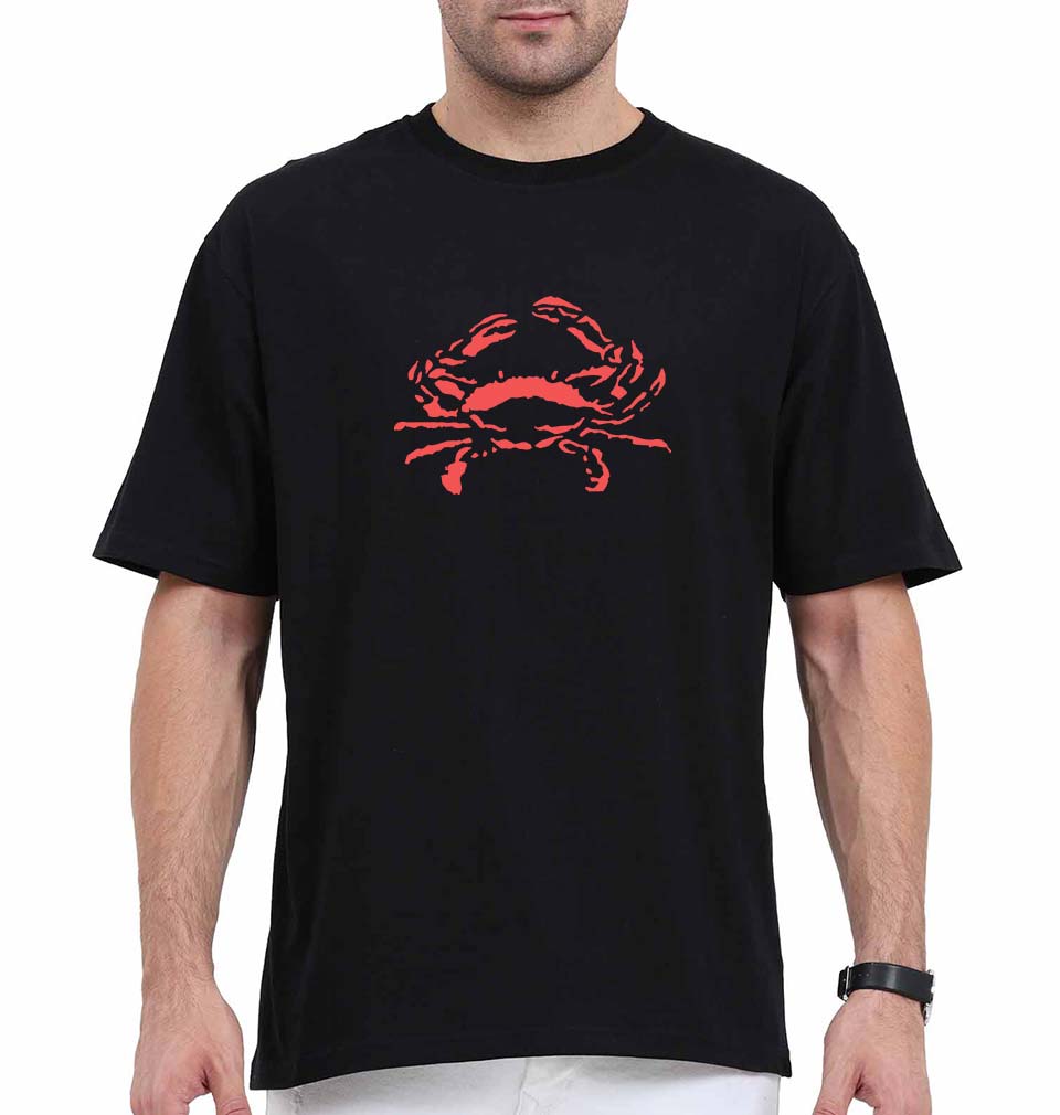 crab Oversized T-Shirt for Men-Black-Ektarfa.online