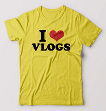 Load image into Gallery viewer, I LOVE VLOGS T-Shirt for Men-Yellow-Ektarfa.online
