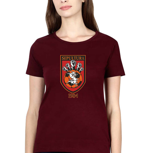 Sepultura T-Shirt for Women-Maroon-Ektarfa.online