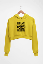 Load image into Gallery viewer, life is better with friends Crop HOODIE FOR WOMEN-Mustard Yellow-Ektarfa.online
