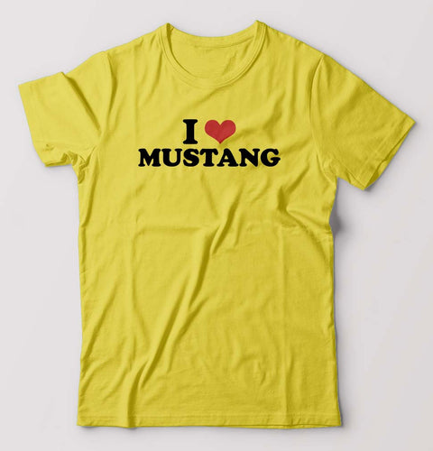 I LOVE MUSTANG T-Shirt for Men-Yellow-Ektarfa.online