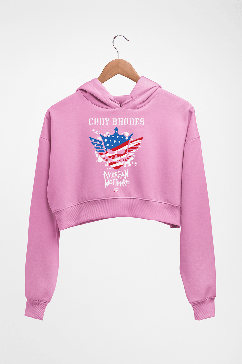 Cody Rhodes American Nightmare WWE Crop HOODIE FOR WOMEN-Light Baby Pink-Ektarfa.online