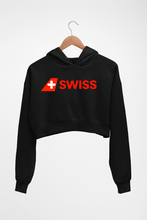 Load image into Gallery viewer, swiss Crop HOODIE FOR WOMEN-Black-Ektarfa.online
