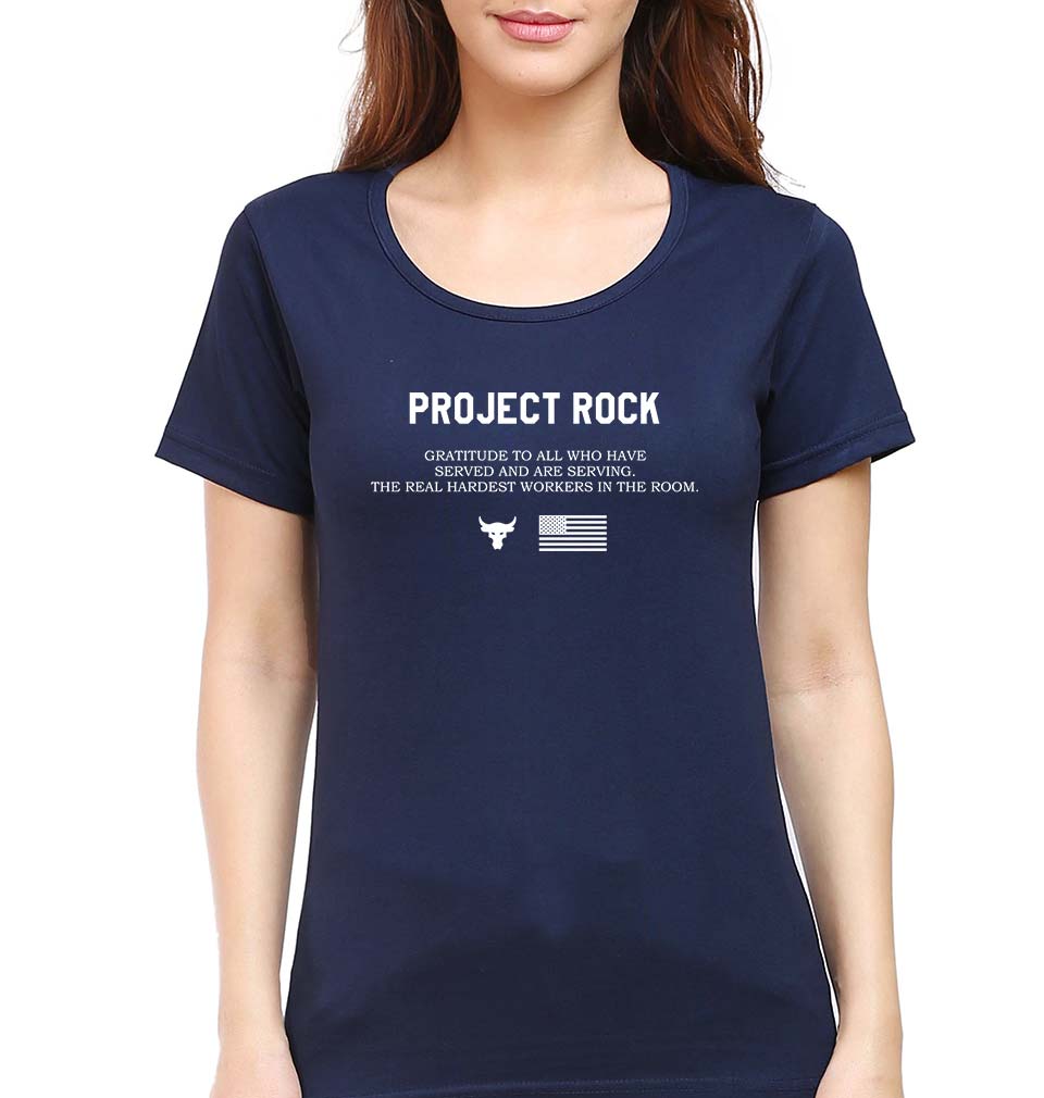 project rock T-Shirt for Women-Navy Blue-Ektarfa.online