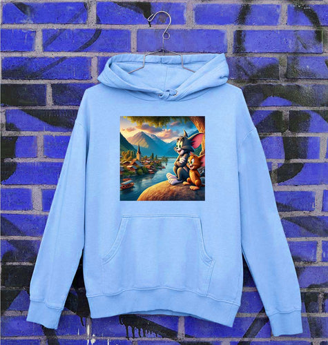 Tom and Jerry Unisex Hoodie for Men/Women-Baby Blue-Ektarfa.online
