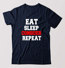 Load image into Gallery viewer, eat sleep conquer repeat T-Shirt for Men-Navy Blue-Ektarfa.online
