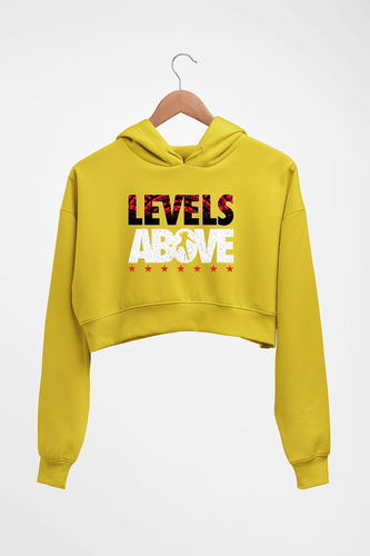 levels above roman reigns Crop HOODIE FOR WOMEN-Mustard Yellow-Ektarfa.online