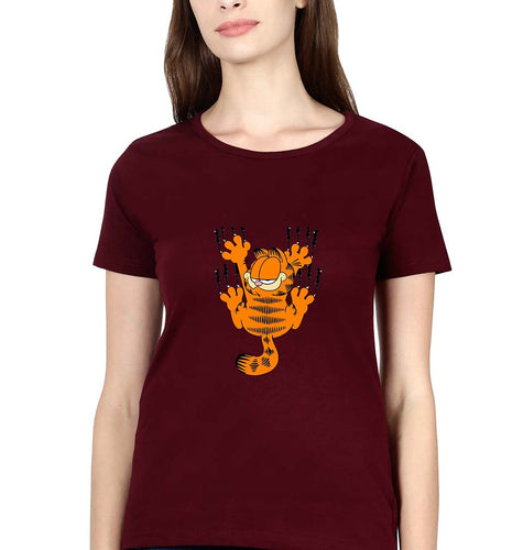 Garfield T-Shirt for Women-Maroon-Ektarfa.online