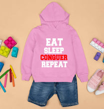 Load image into Gallery viewer, eat sleep conquer repeat Kids Hoodie for Boy/Girl-Light Baby Pink-Ektarfa.online
