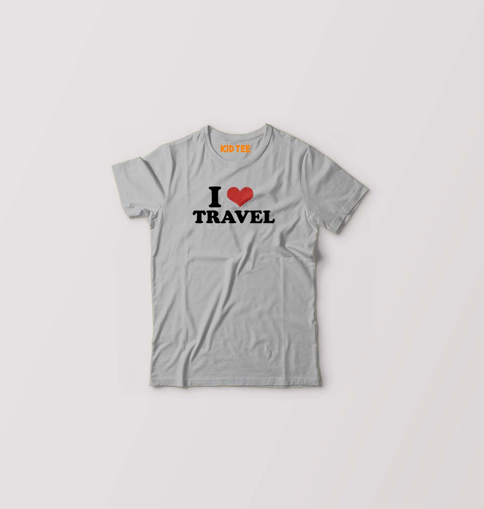 I LOVE TRAVEL T-Shirt for Boy/Girl-Grey-Ektarfa.online