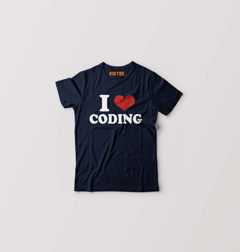 I LOVE CODING T-Shirt for Boy/Girl-Navy-Ektarfa.online