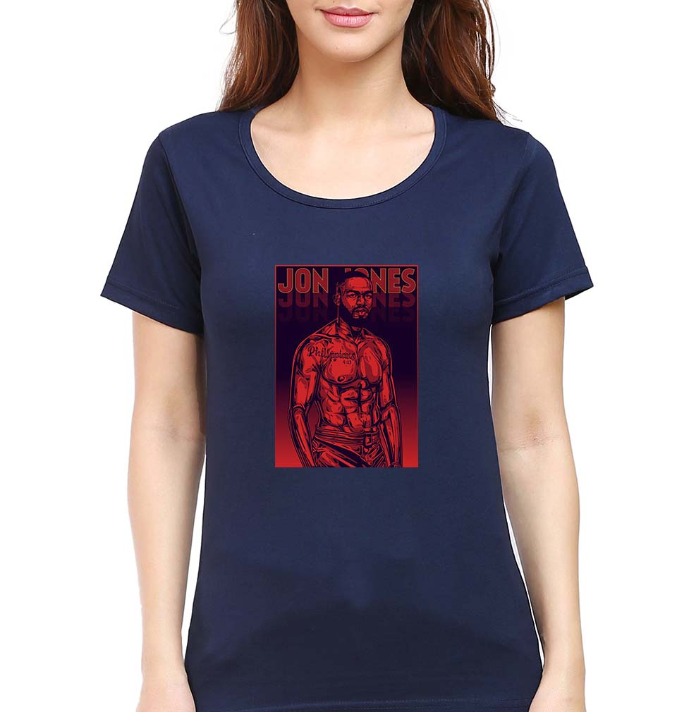 jon jones UFC T-Shirt for Women-Navy Blue-Ektarfa.online
