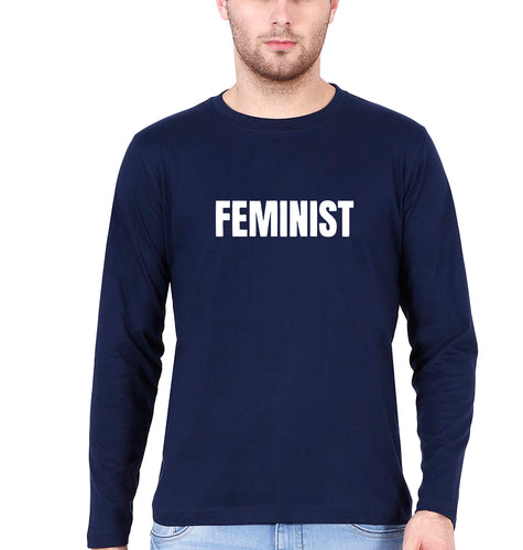 feminist Full Sleeves T-Shirt for Men-Navy Blue-Ektarfa.online