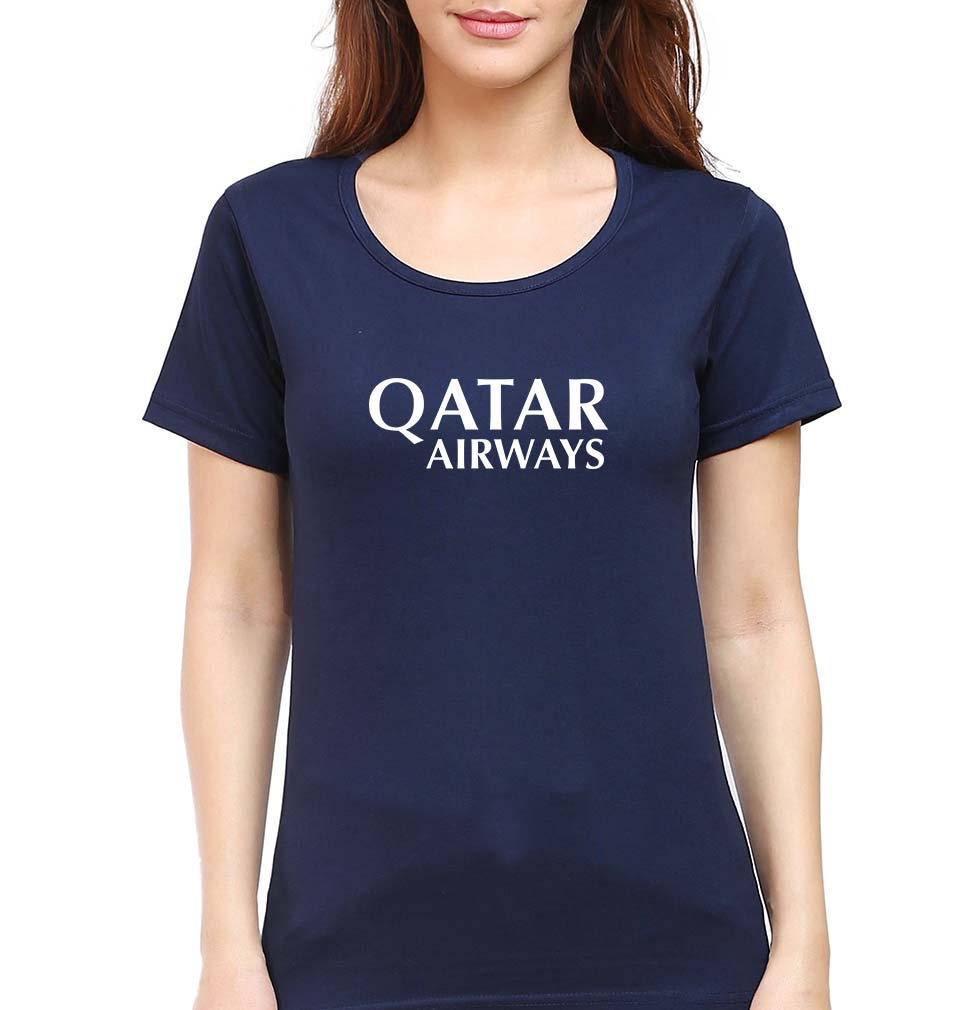 Qatar Airways T-Shirt for Women-Navy Blue-Ektarfa.online