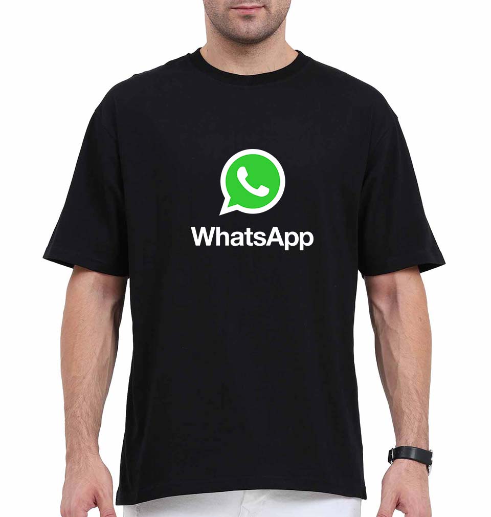 WhatsApp Oversized T-Shirt for Men-Black-Ektarfa.online