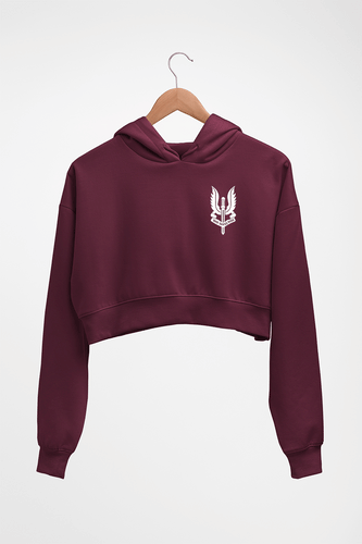 Who Dares Wins Balidaan Army Crop HOODIE FOR WOMEN-Maroon-Ektarfa.online