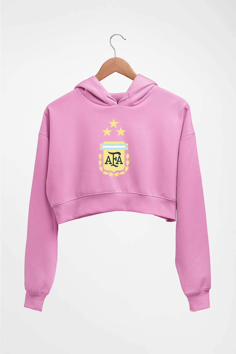 Argentina Football Crop HOODIE FOR WOMEN-Light Baby Pink-Ektarfa.online