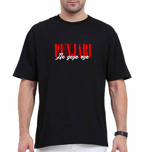 punjabi aa gaye oye Oversized T-Shirt for Men-Black-Ektarfa.online