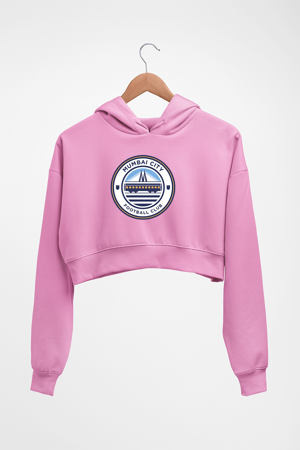 Mumbai Fc Crop HOODIE FOR WOMEN-Light Baby Pink-Ektarfa.online